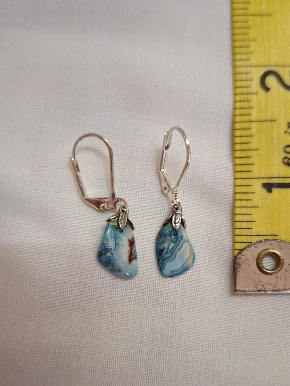 Blue & Brown Gemstonr Drop Earrings